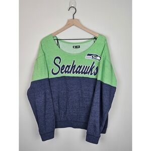 NFL Seattle Seahawks Women's Green Navy Colorblock Pullover Sweatshirt Size L